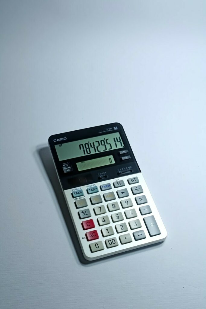 white and black canon calculator