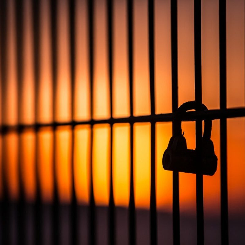 silhouette of padlock on window