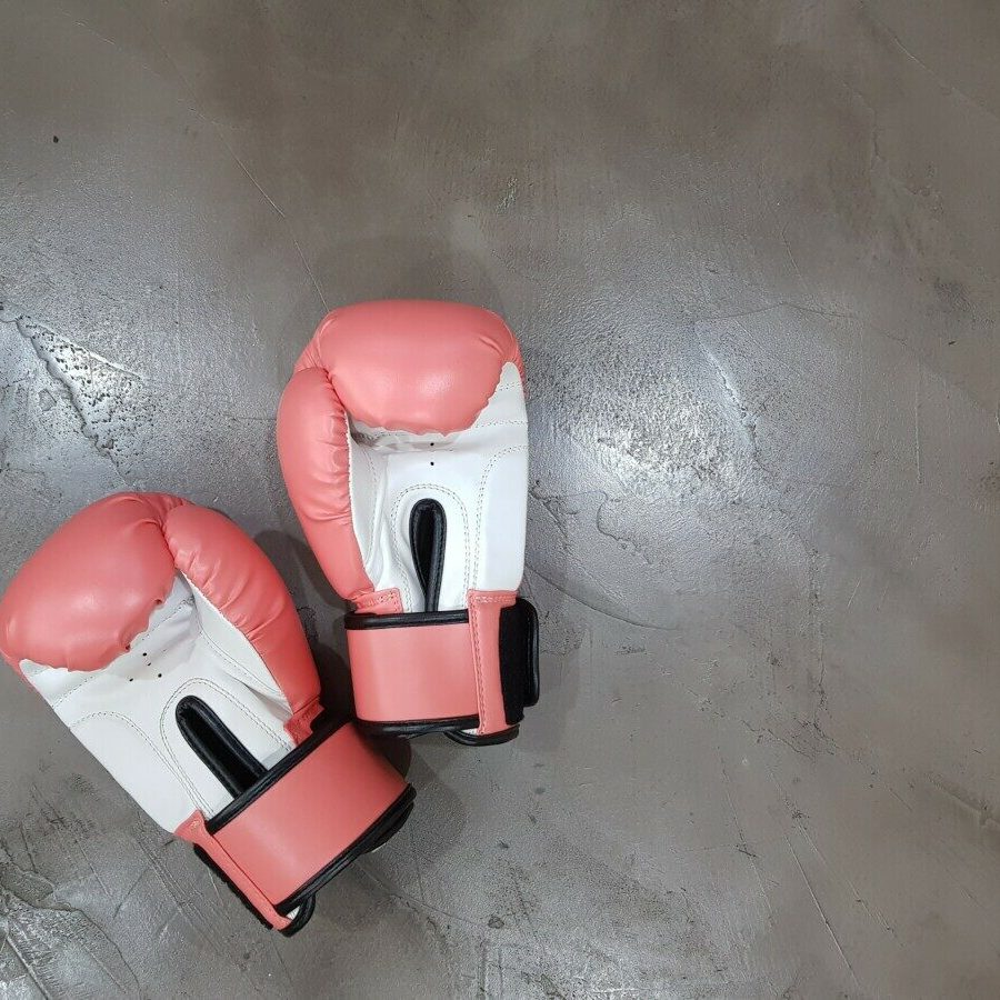 pair of pink boxing gloves