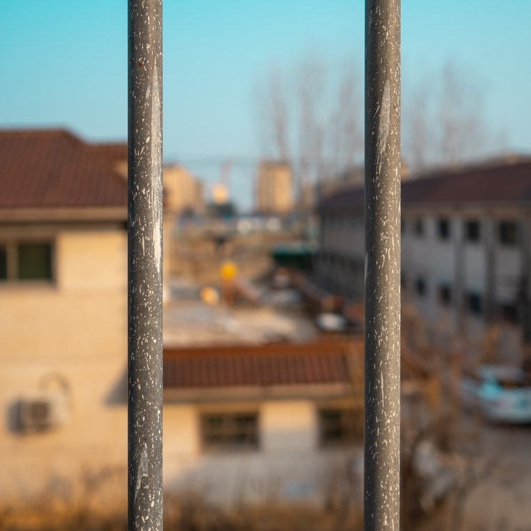 two gray metal frames